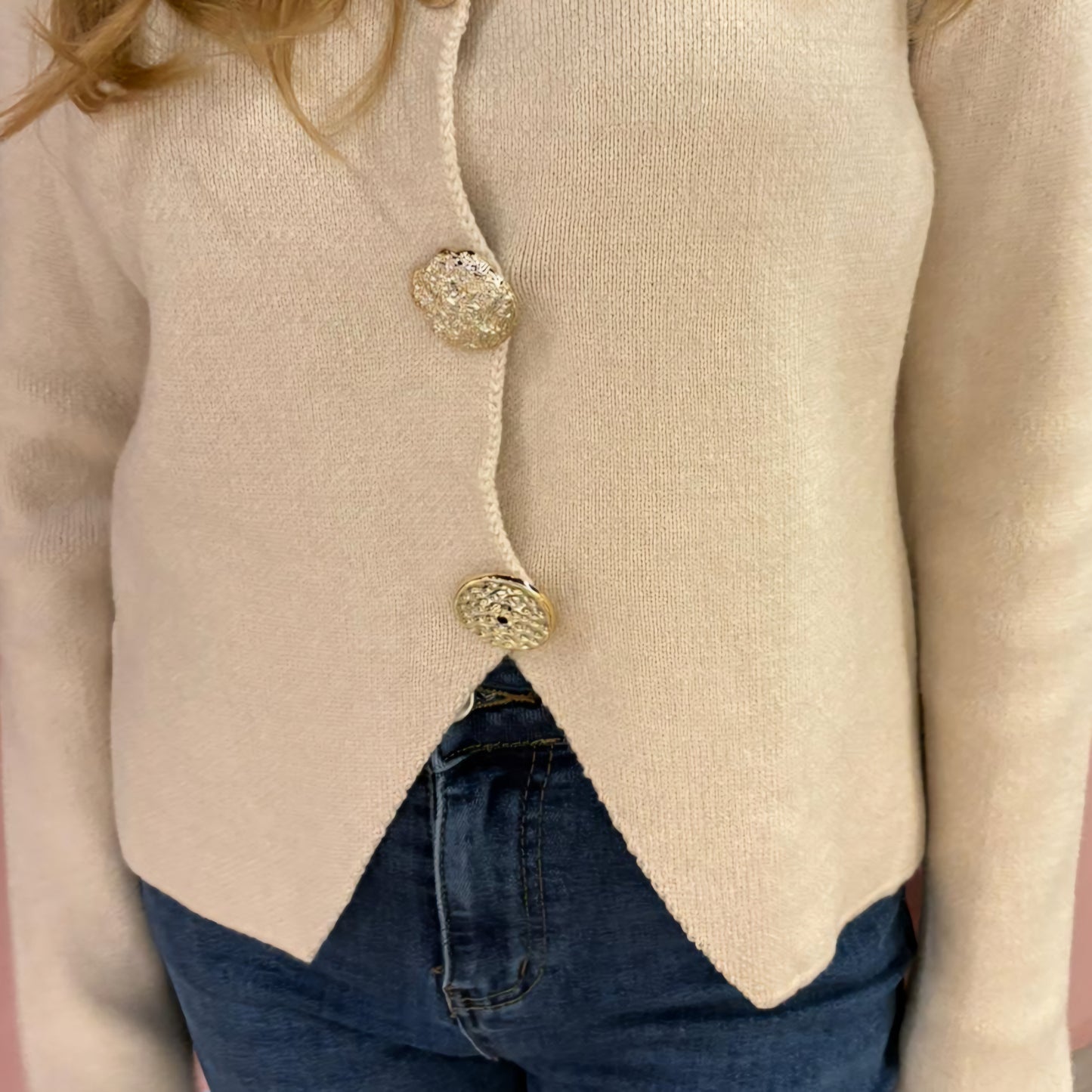Vest gouden knopen 25529 Beige