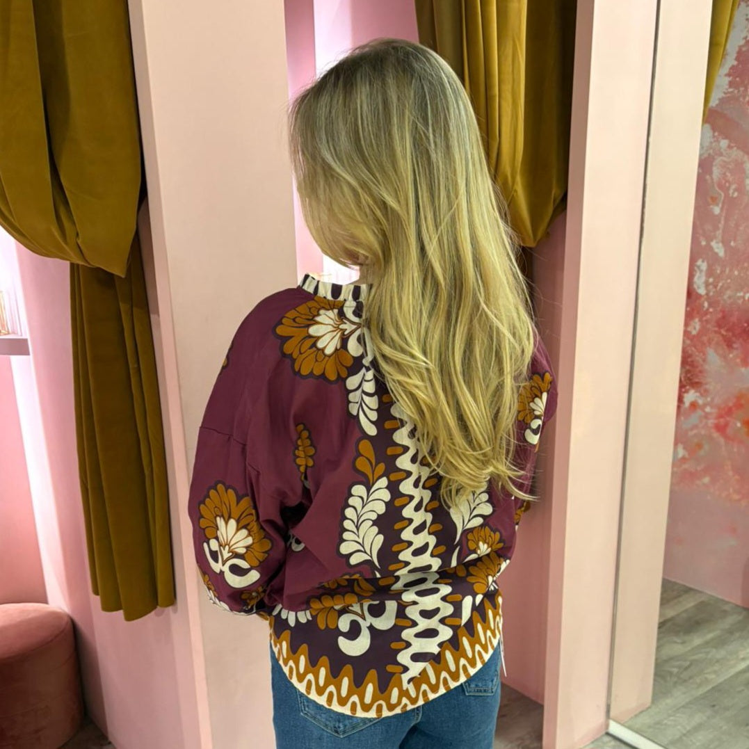 Multi blouse katoen 51702 Magenta