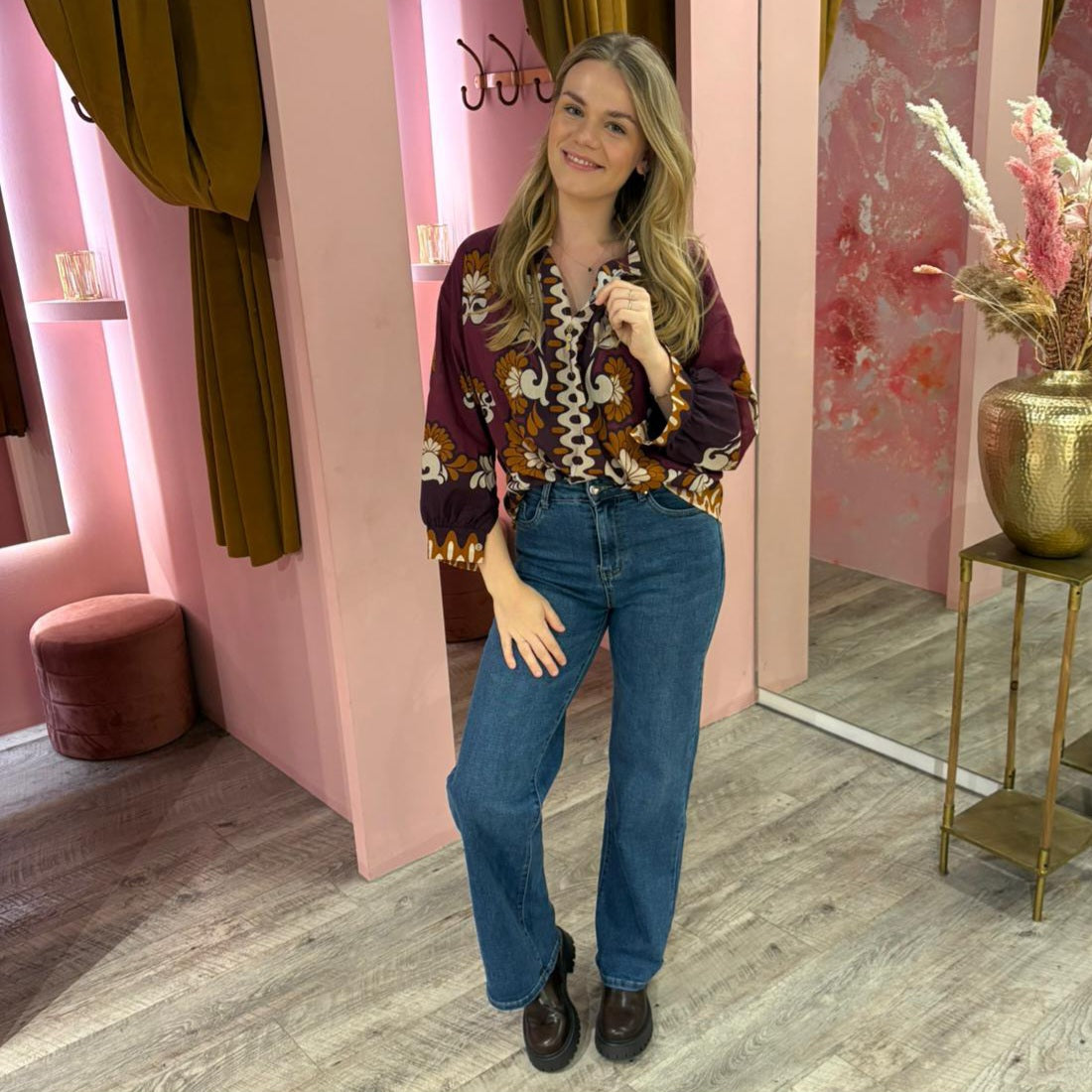Multi blouse katoen 51702 Magenta