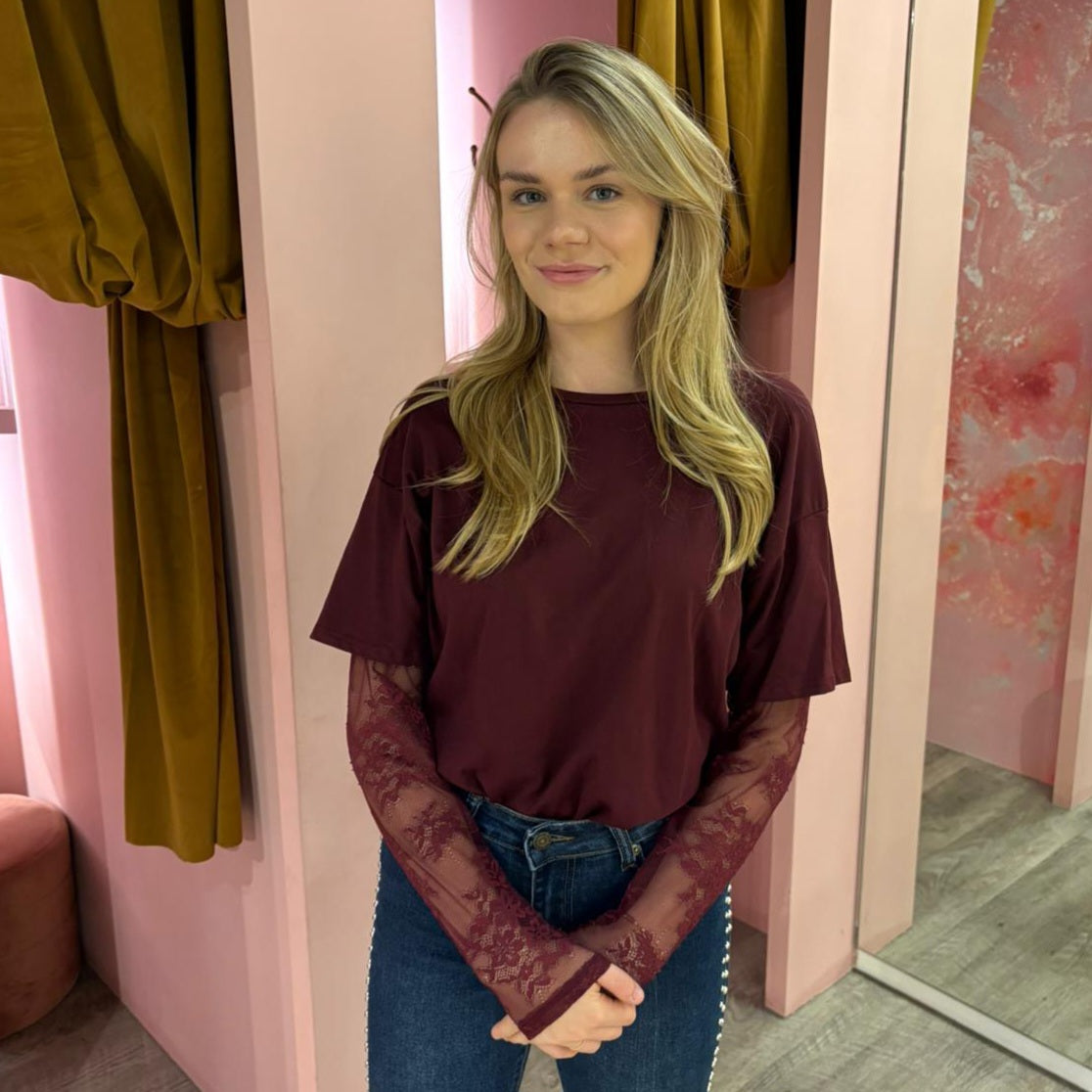 Shirt lace  8403 Bordeaux