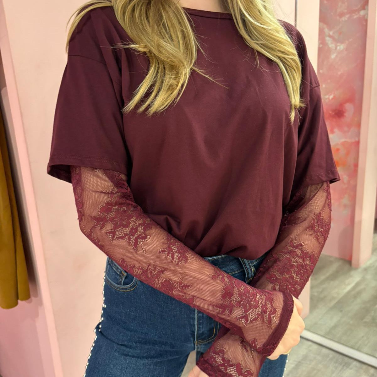 Shirt lace  8403 Bordeaux