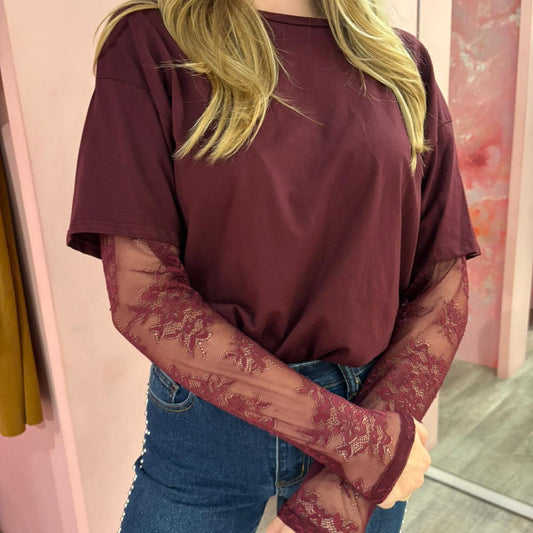 Shirt lace  8403 Bordeaux