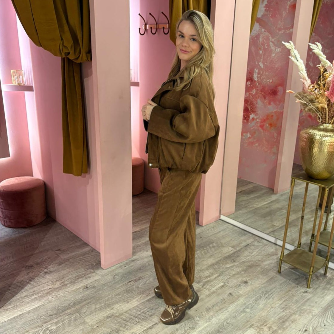 Oversized bomber suedine 31109 Camel