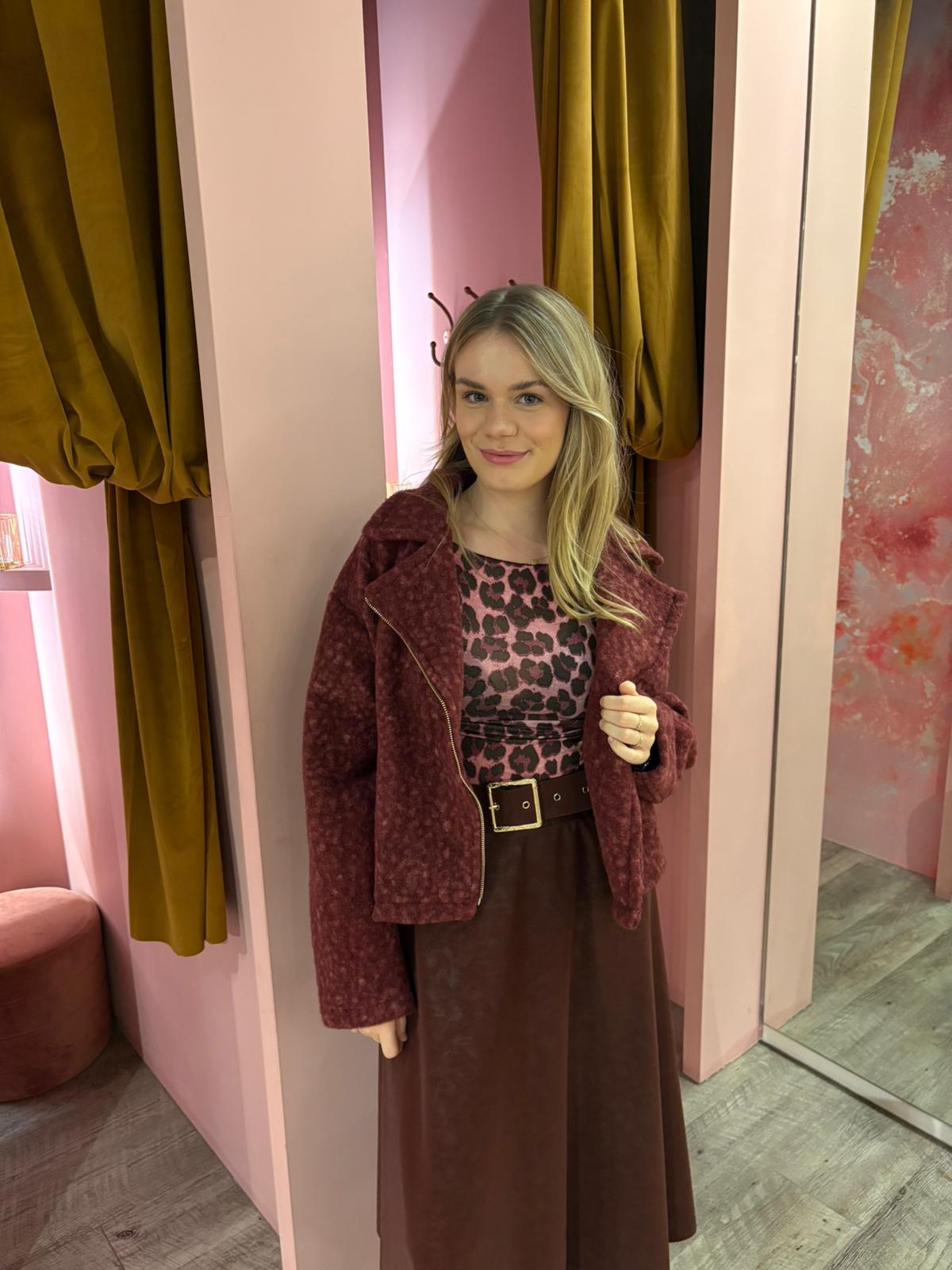 Teddy jacket kort 11913-2 Bordeaux