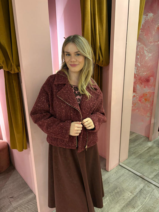 Teddy jacket kort 11913-2 Bordeaux