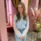 Blouse strepen kant 6017 Blauw