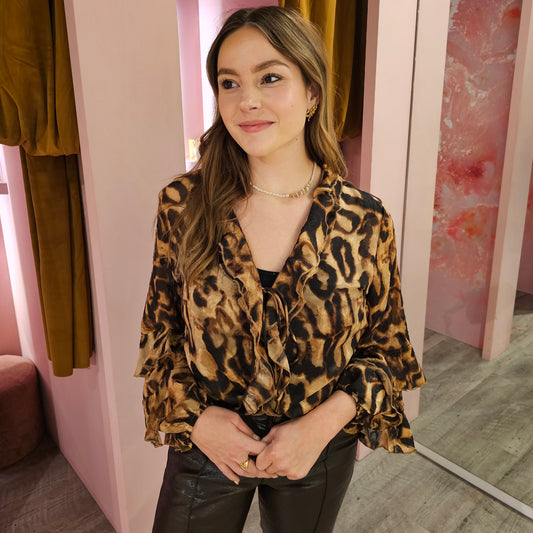 Shiny leopard blouse 3653 Multi