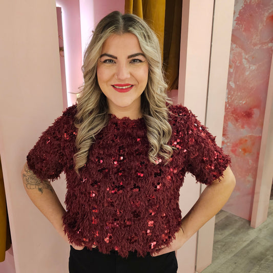 Veren sequins top 23967 Bordeaux