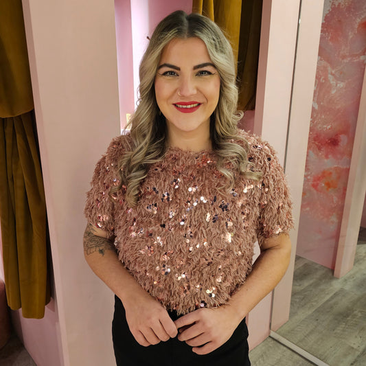 Veren sequins top 23967 Roze
