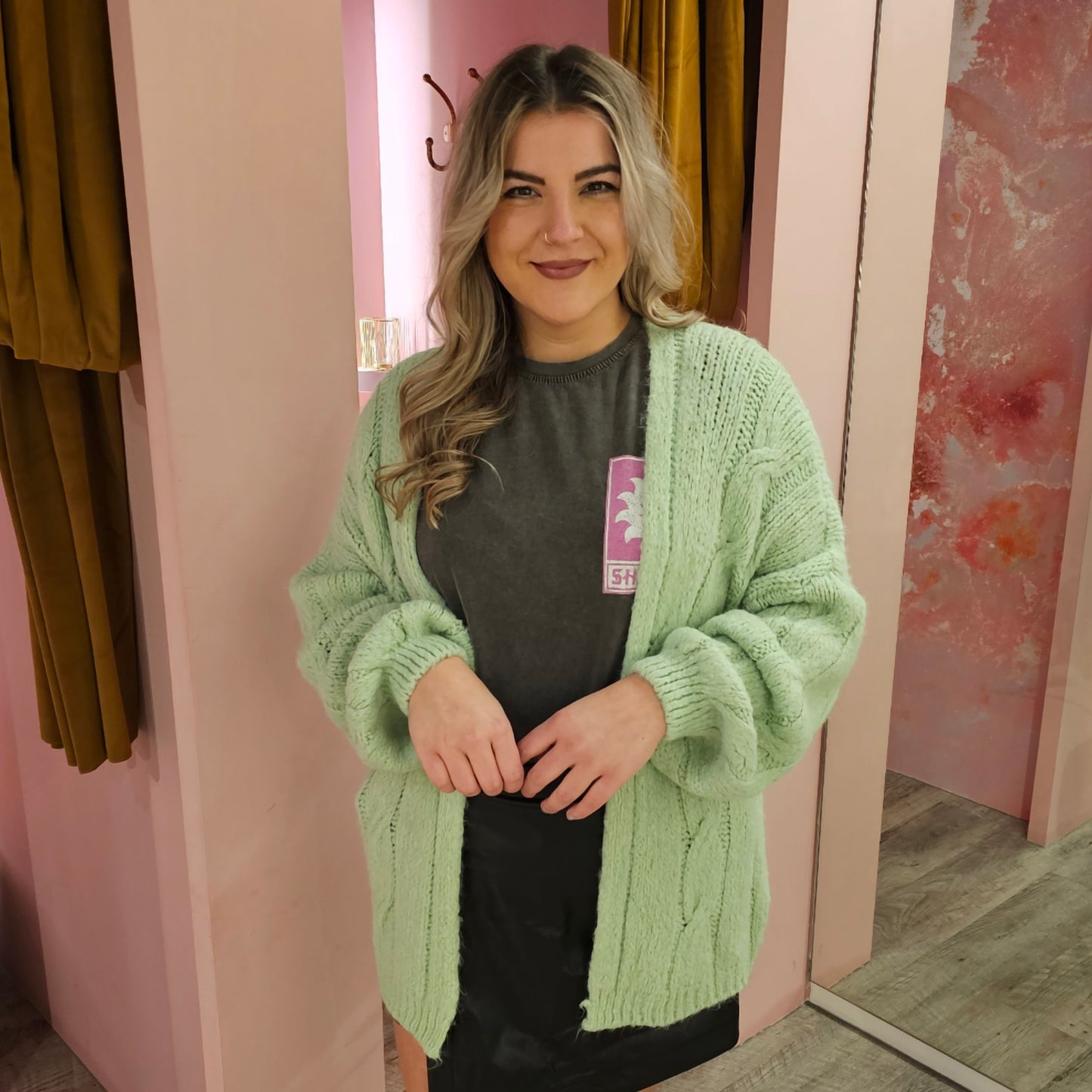 Cardigan puff sleeve 10352 Mint