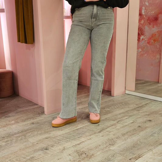 Grey denim wide leg 8674 Grijs