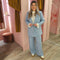 Krijtstreep pak 30589 Blauw