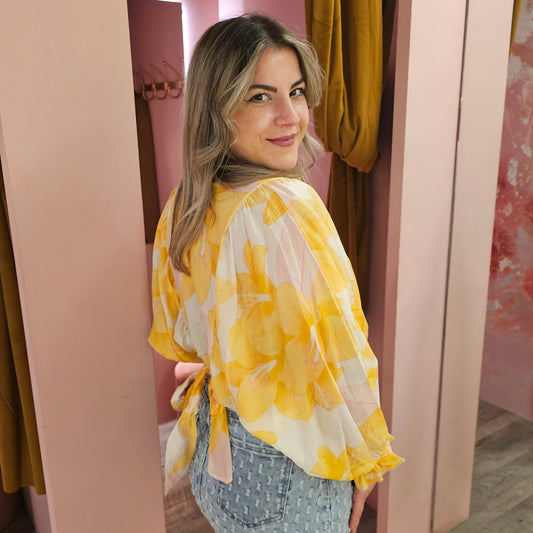 Blouse dolmanmouw 11418 Geel