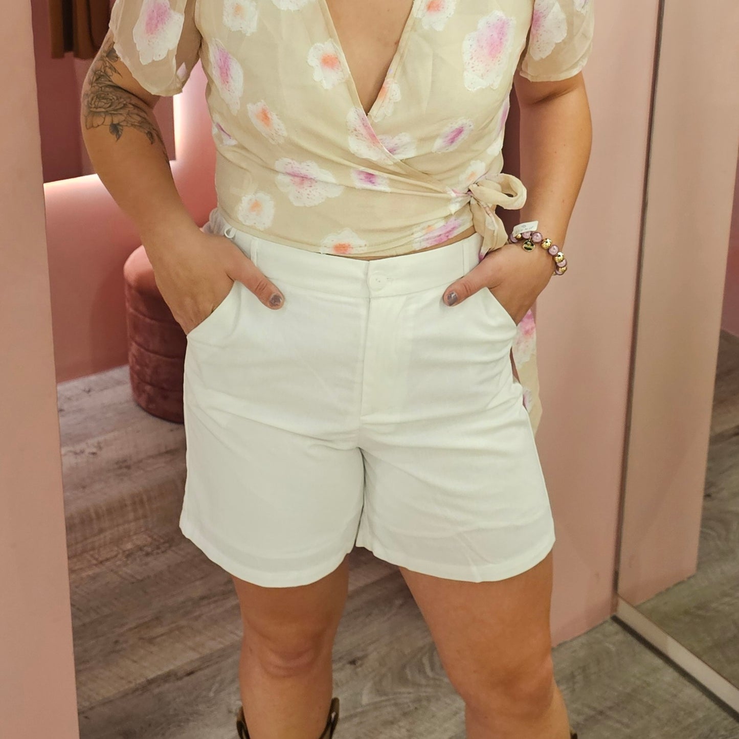Mid-thigh short 5996 Wit