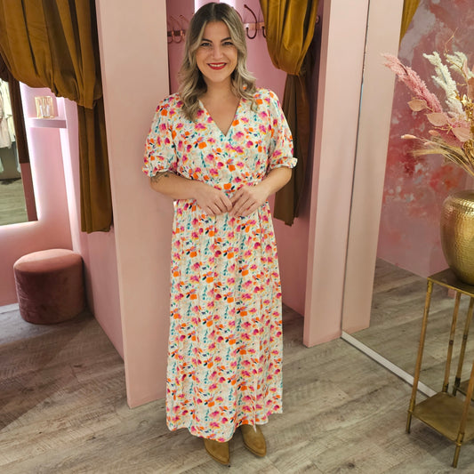 Omslagjurk bloemen 5585 Multi