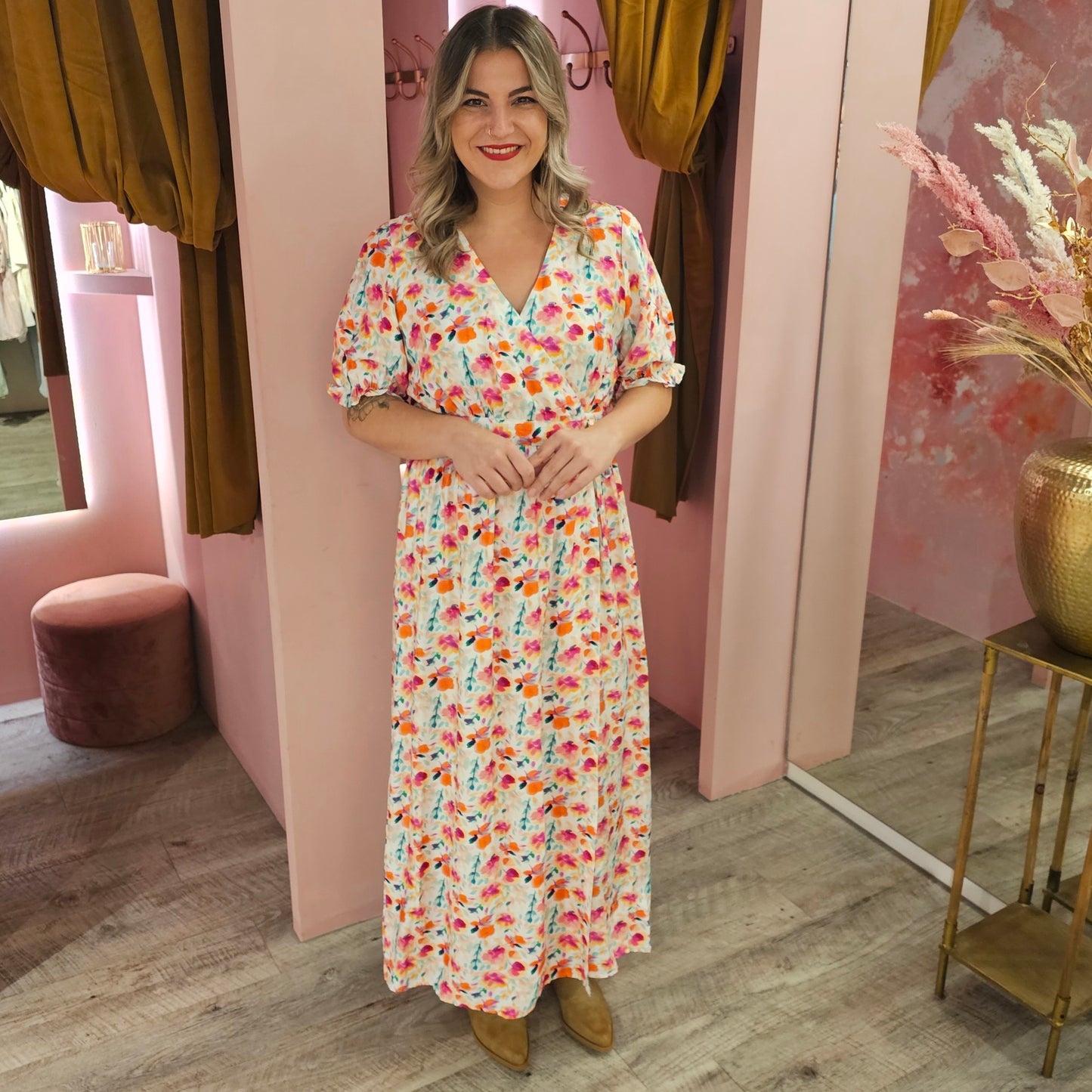 Omslagjurk bloemen 5585 Multi