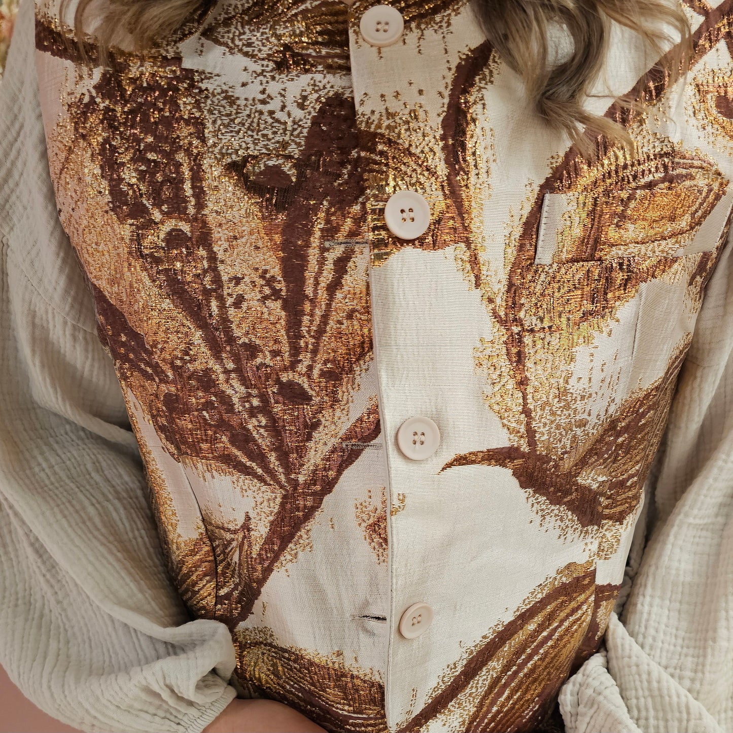 Jacqueard gold gilet 089-2 Bruin