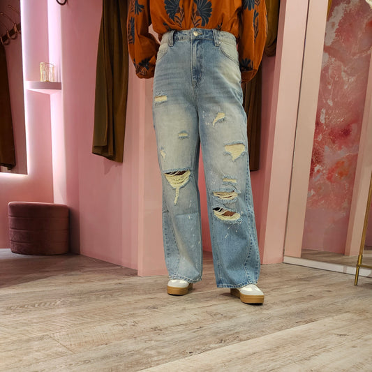 Jewelly jeans destroyed  8326-2 Blauw