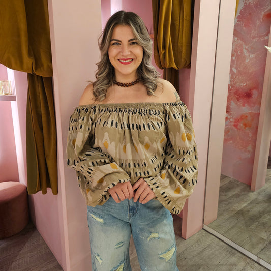 Puffy smockblouse 845011 Taupe