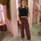 Wide leg linnen 821804 Burgundy