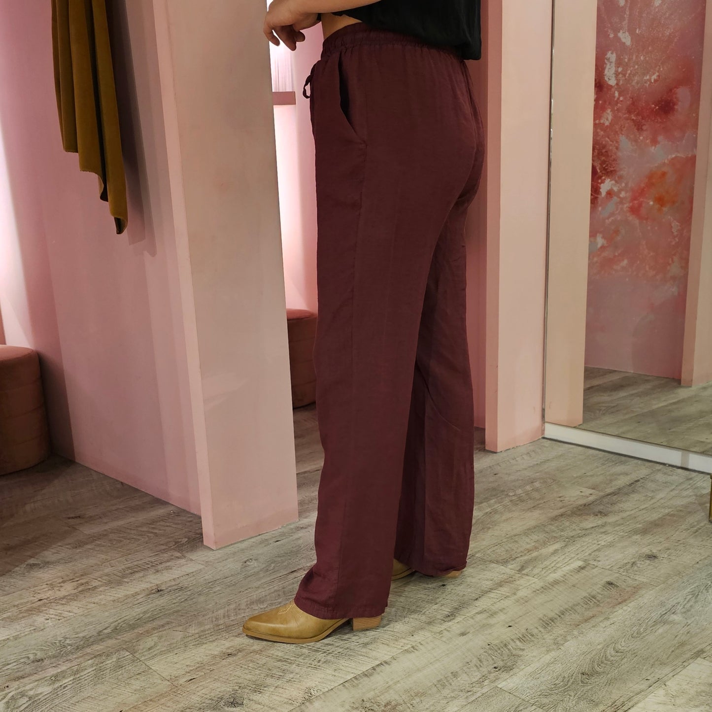 Wide leg linnen 821804 Burgundy