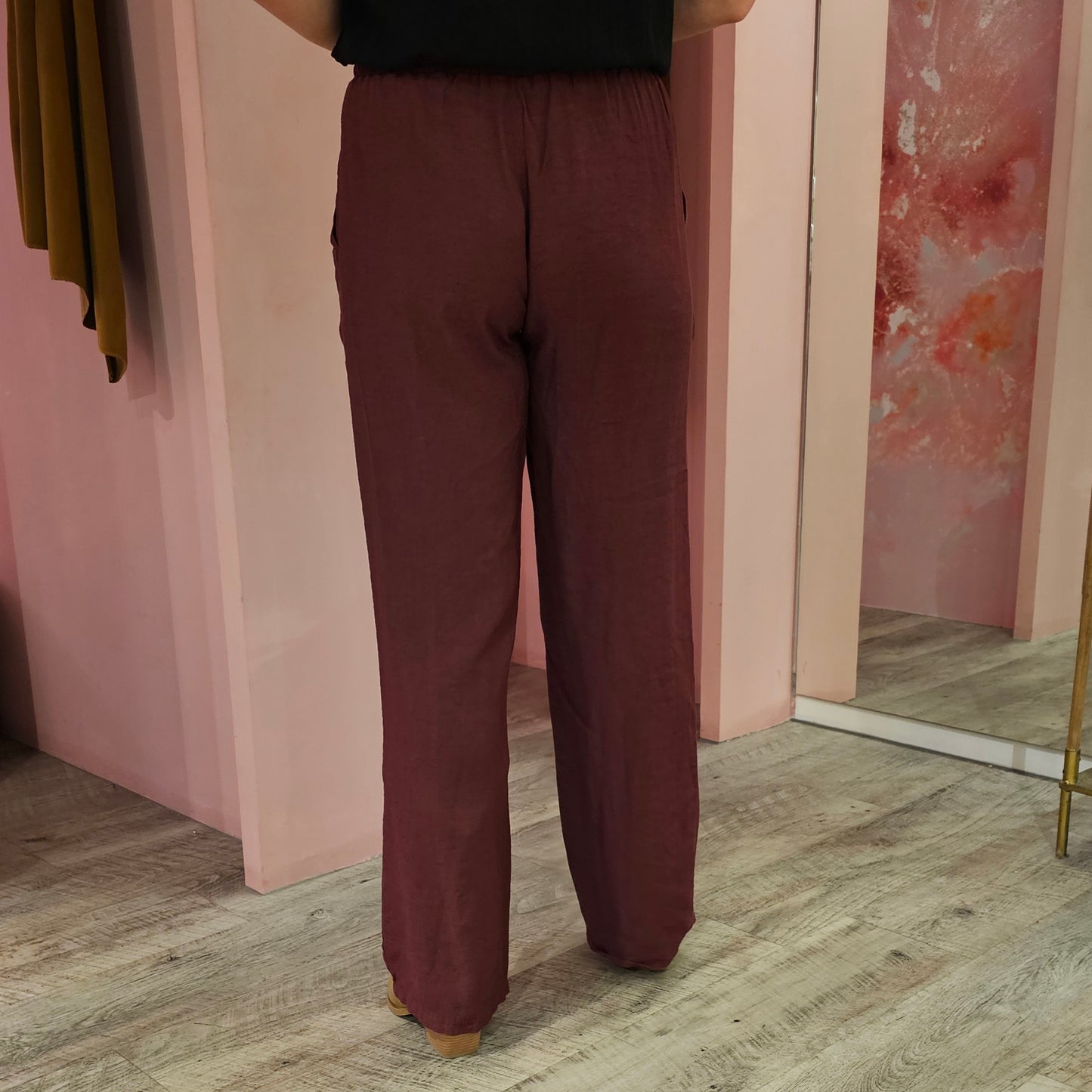 Wide leg linnen 821804 Burgundy