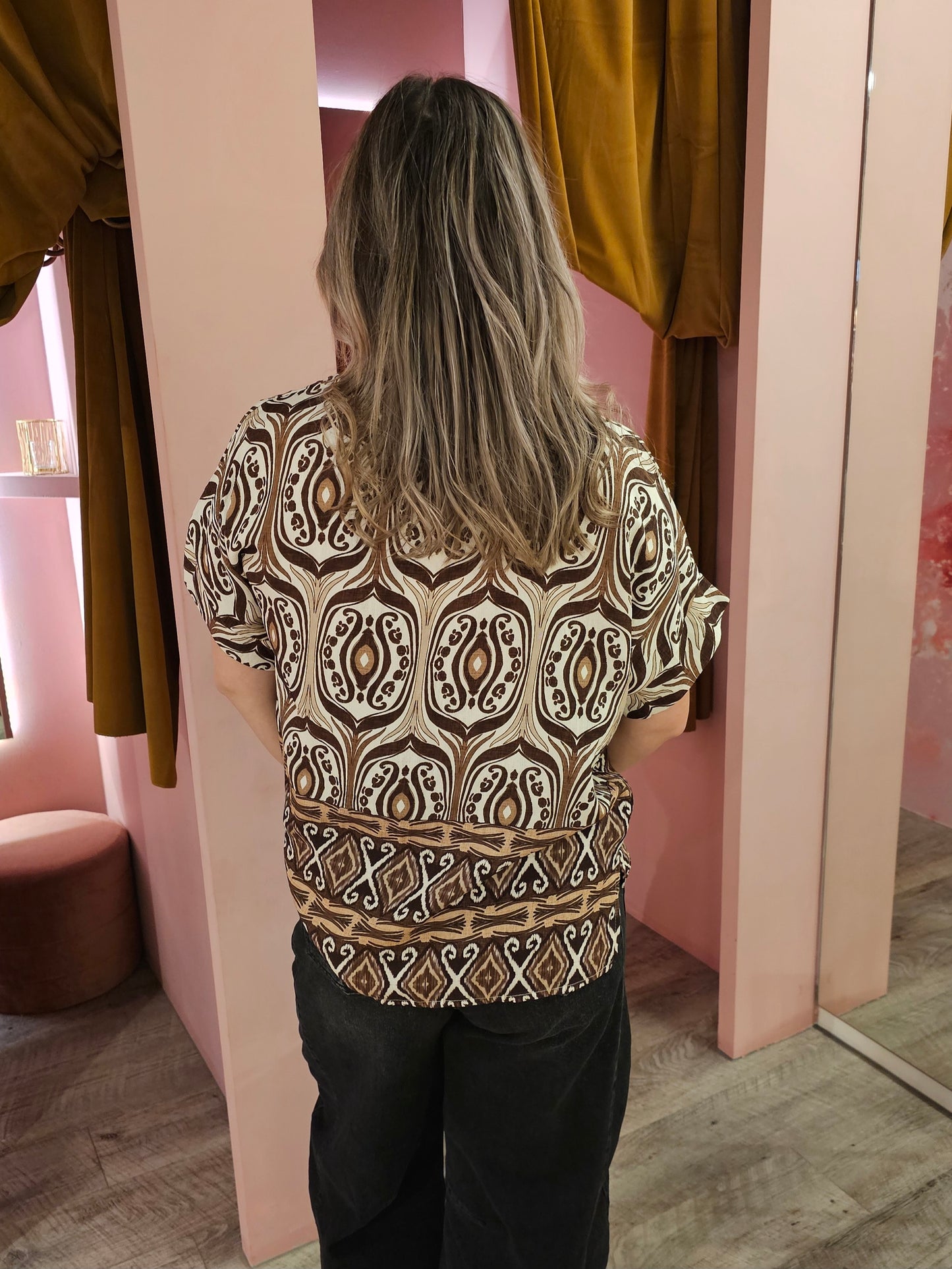 Oversized printblouse 63023 Bruin
