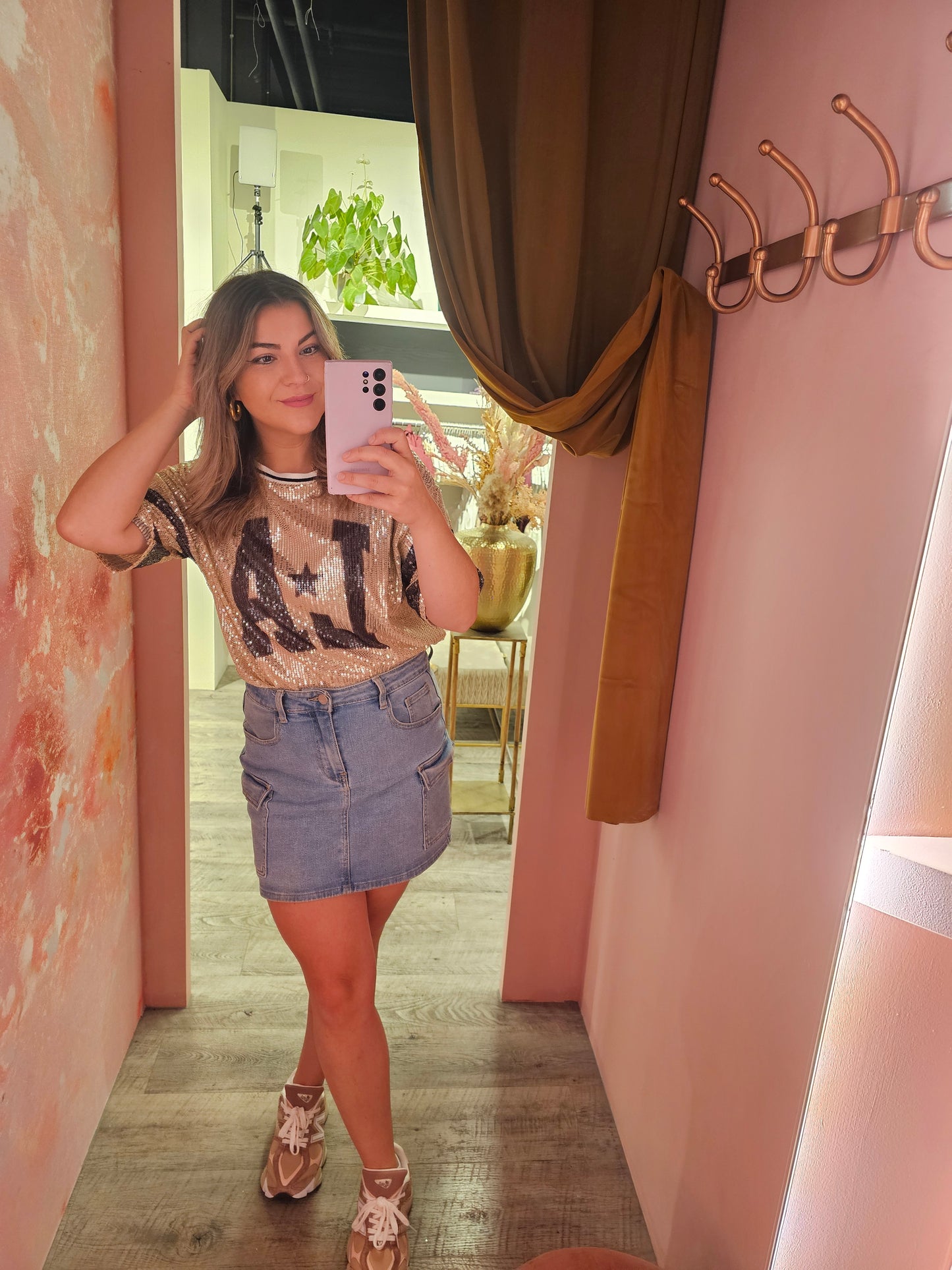 Pailletten LA shirt 21160-1 Zwart