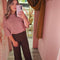 Oversized shirt stripe 1178 Roze