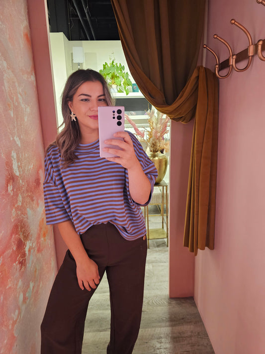 Oversized shirt stripe 1178 Blauw