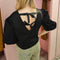 Strik top pofmouw 7662 Zwart