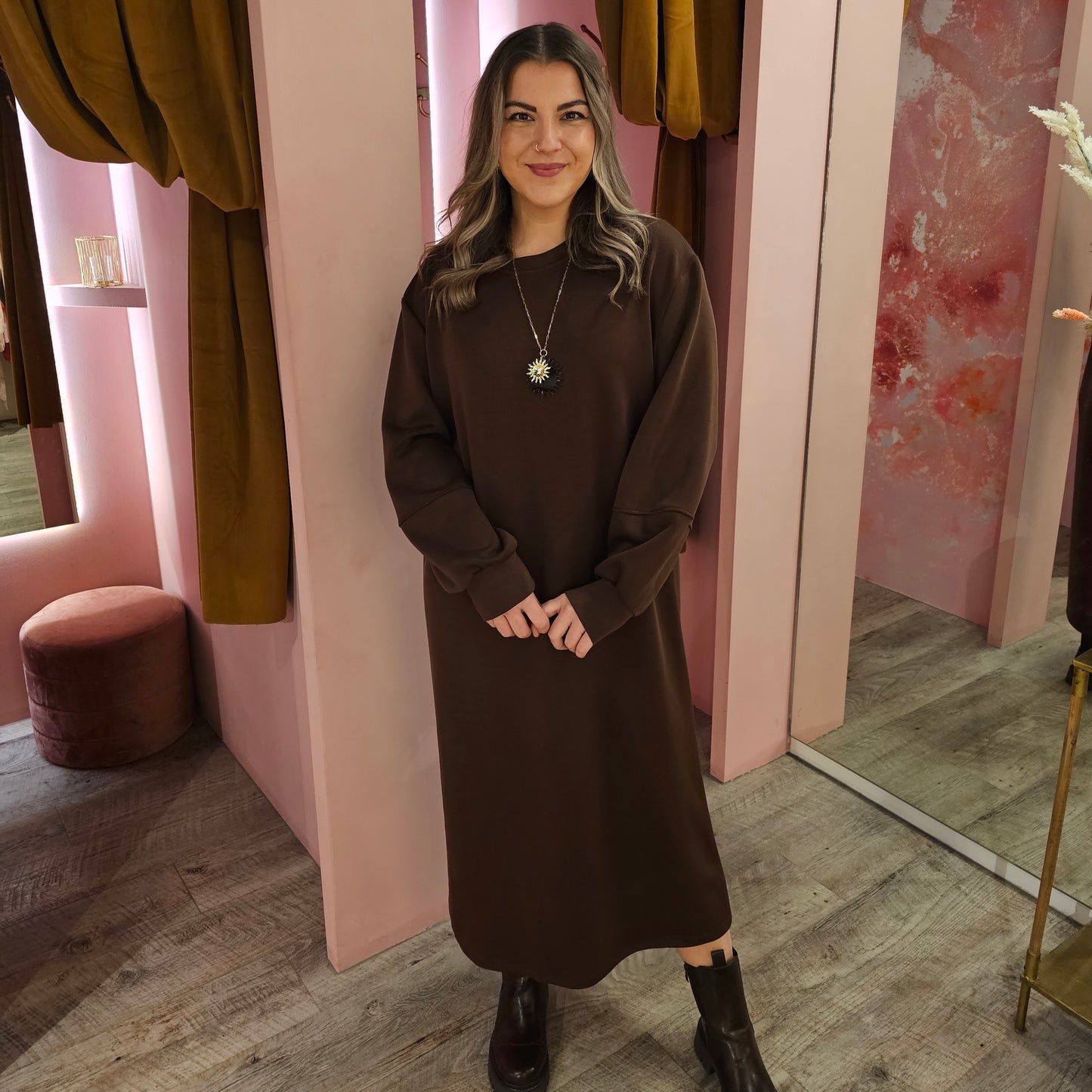 Soft sweaterdress 12393 Bruin