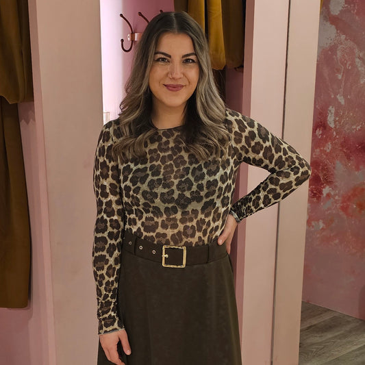 Leopard top 23171-2 Bruin