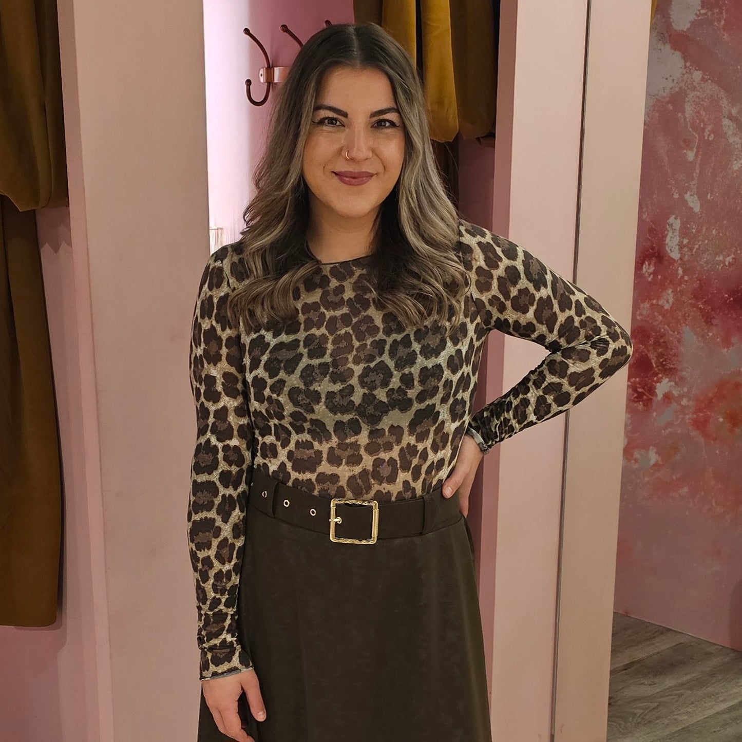 Leopard top 23171-2 Bruin
