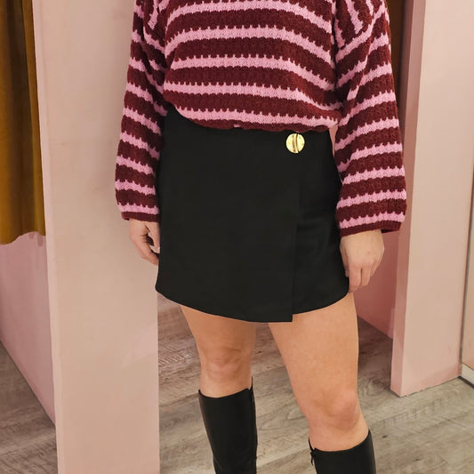 Suedine skort 62077 Zwart