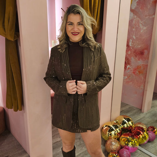 Pailetten blazer 87195 Bruin