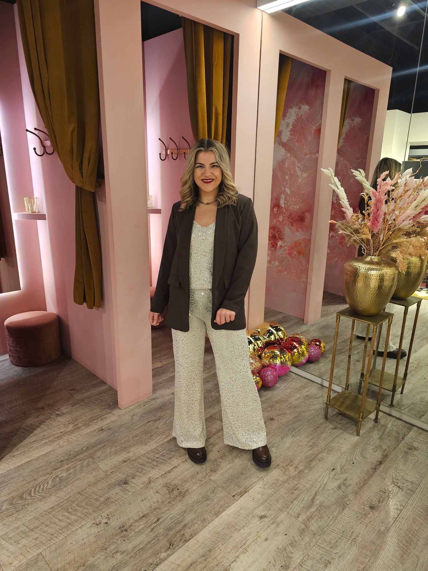 Leopard glitter top 5600 Ecru