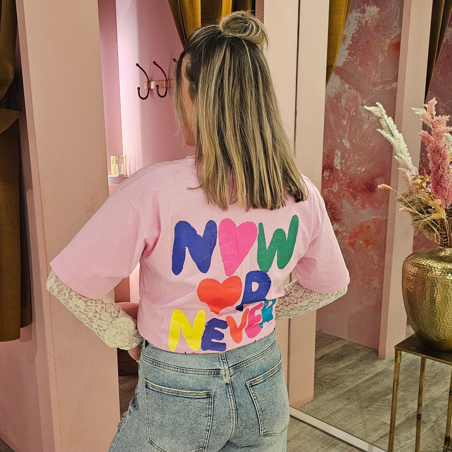 T-shirt opdruk 6030-421 Roze