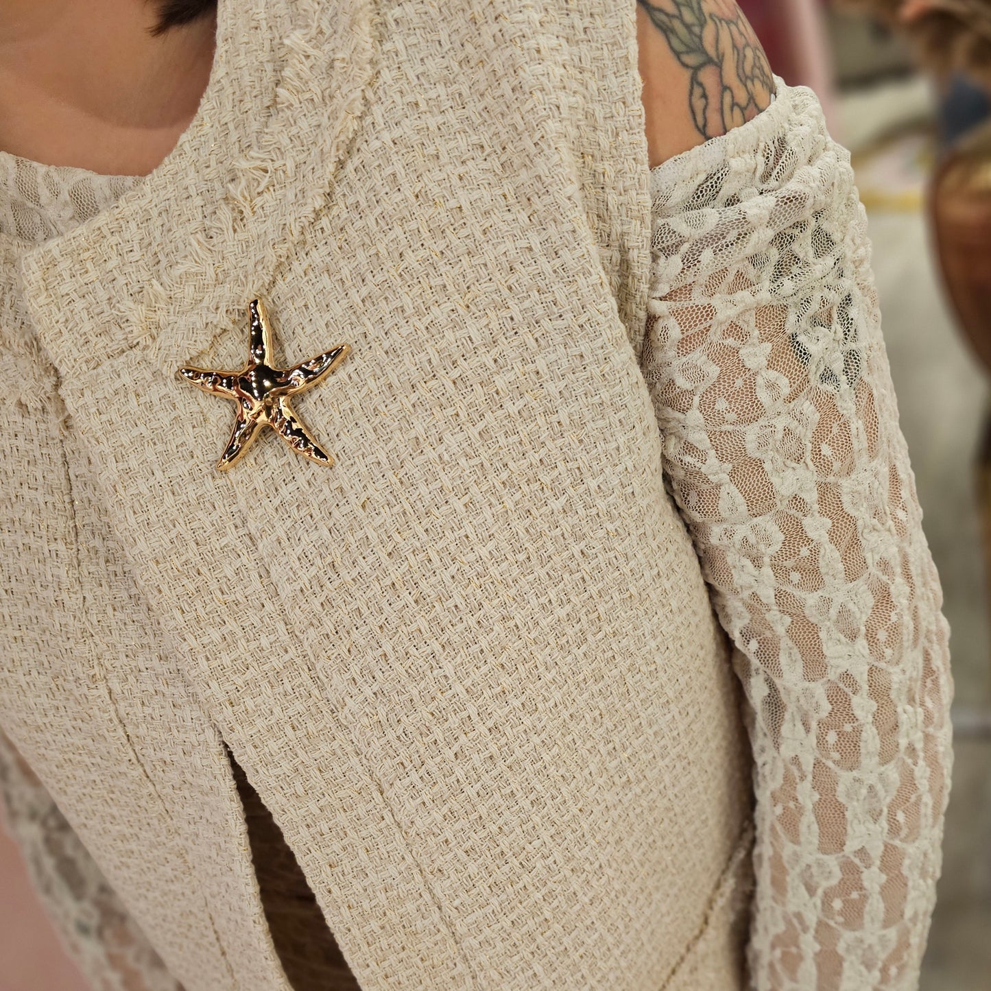Gilet broche 11992 Beige