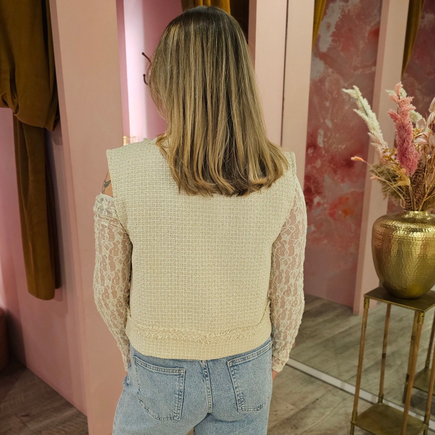 Gilet broche 11992 Beige