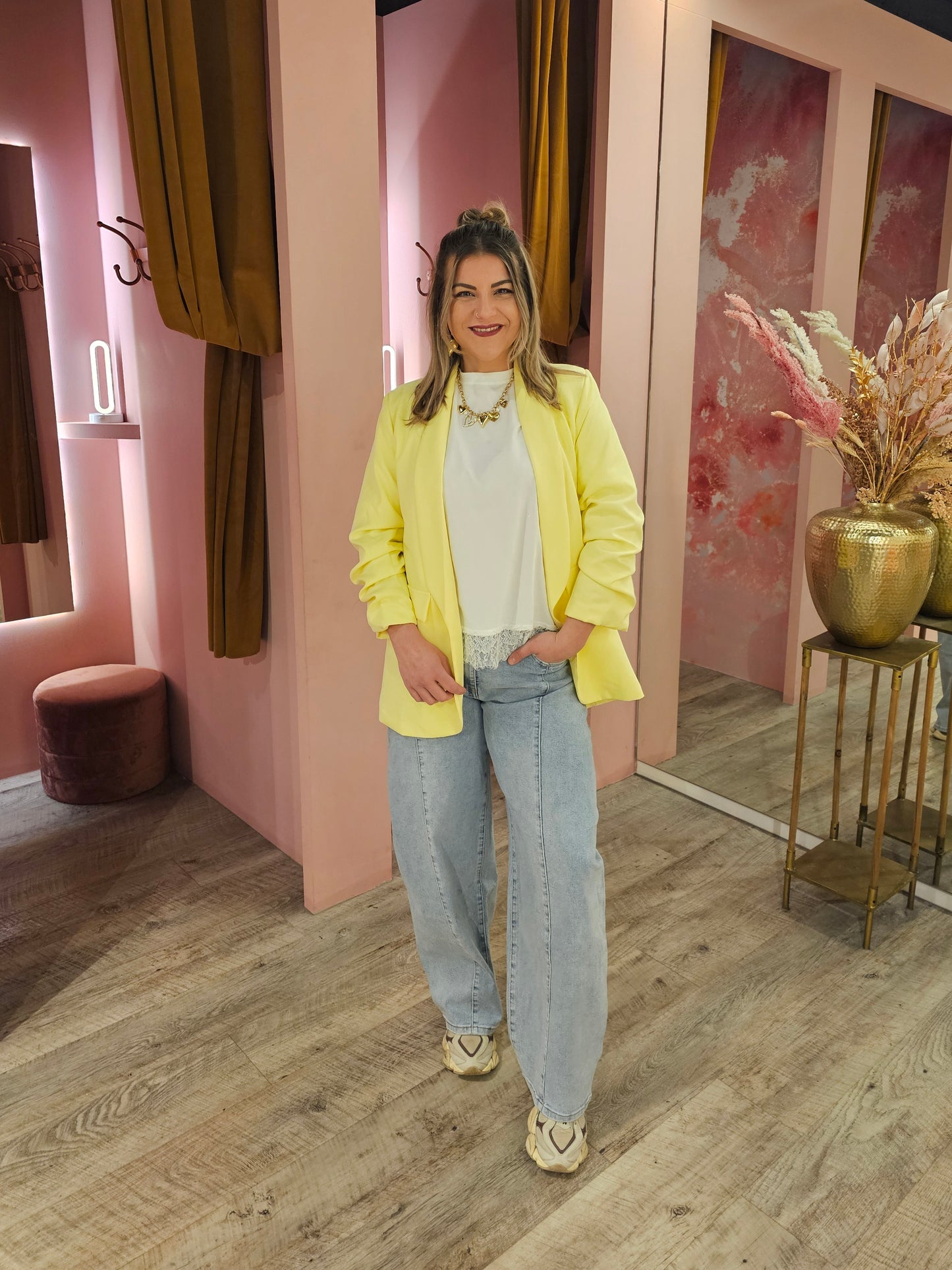 Blazer gerimpelde mouw 9999-6 Geel