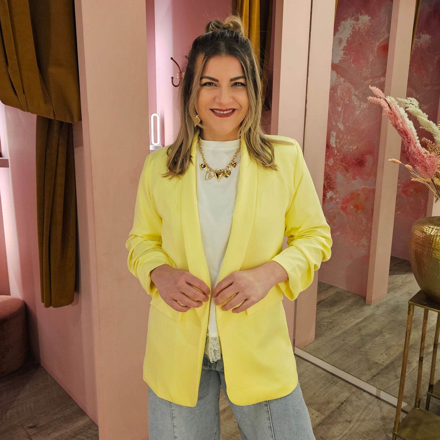 Blazer gerimpelde mouw 9999-6 Geel