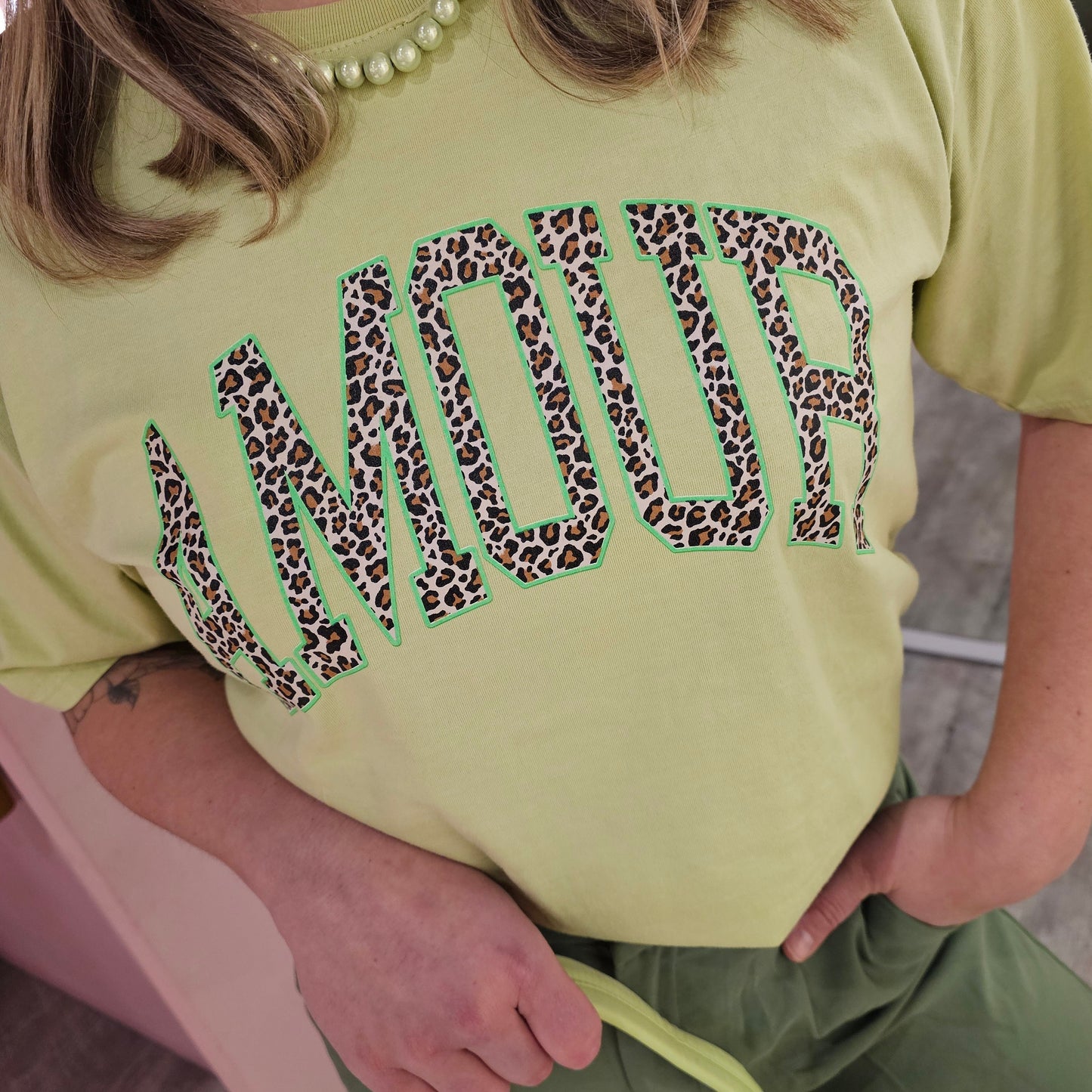 T-shirt opdruk 6030-08 Pistache