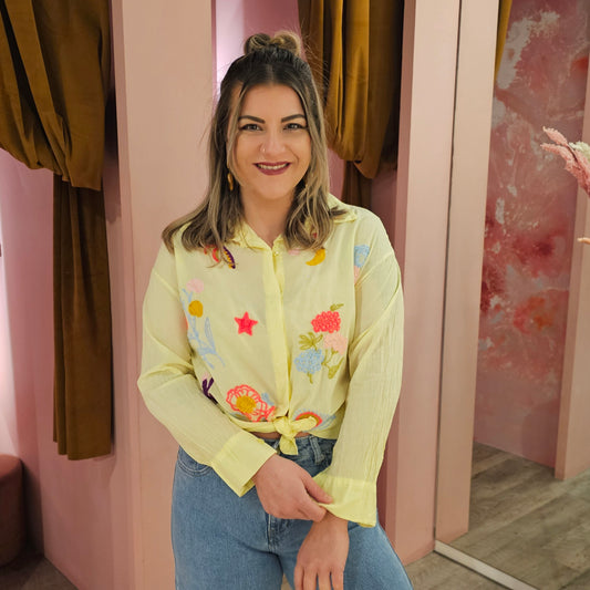 Blouse embroidery  855641 Geel