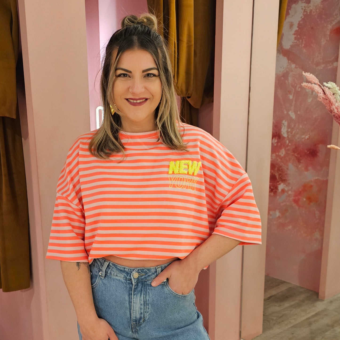 New York stripe shirt 01304 Oranje
