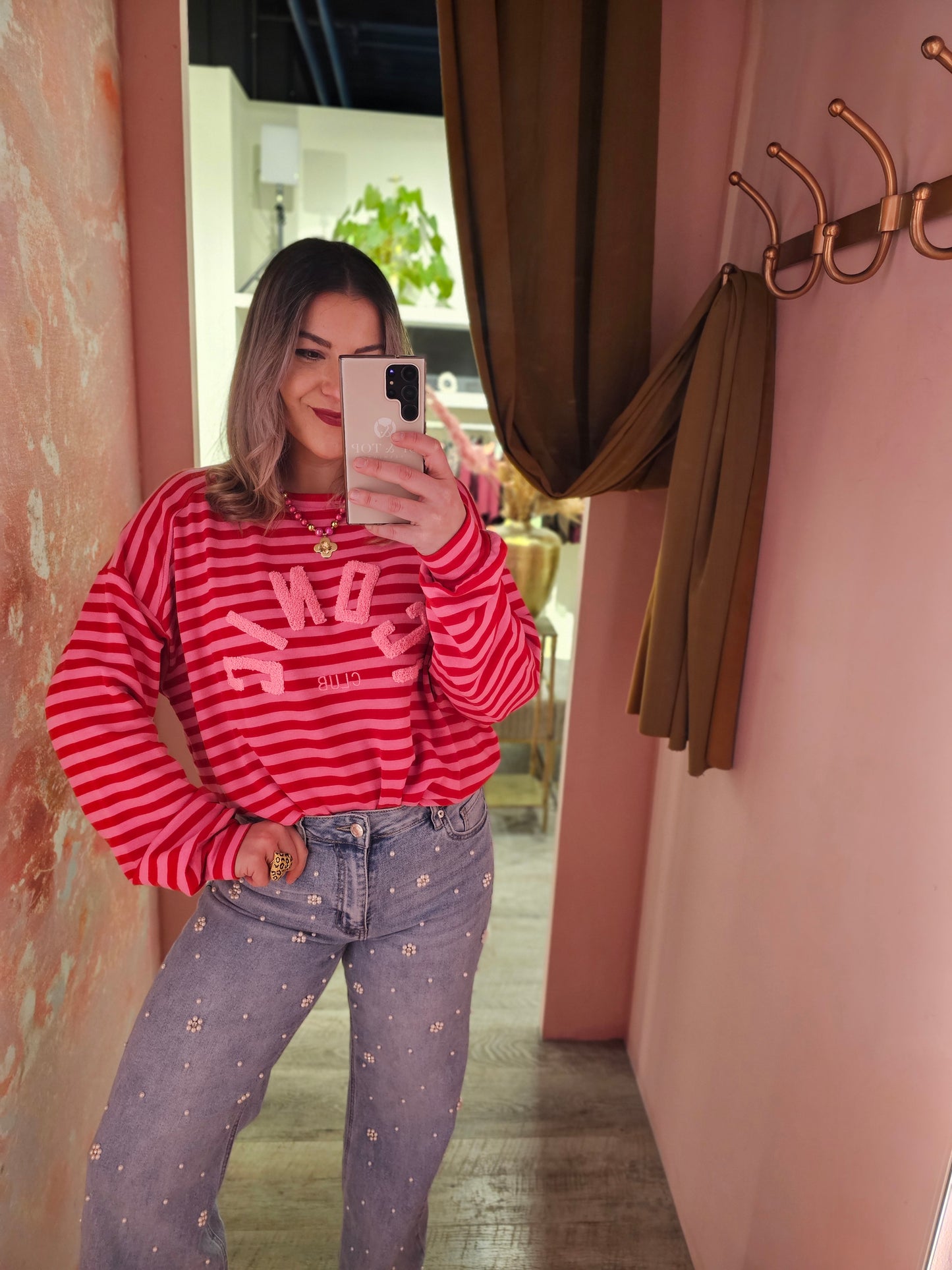Trui Iconic gestreept 51285 Rood