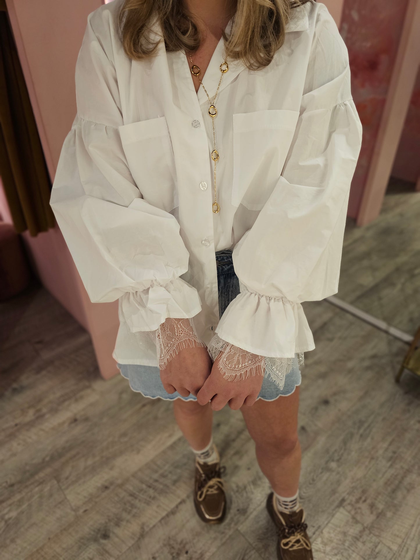 Oversized blouse kant 20799 Wit