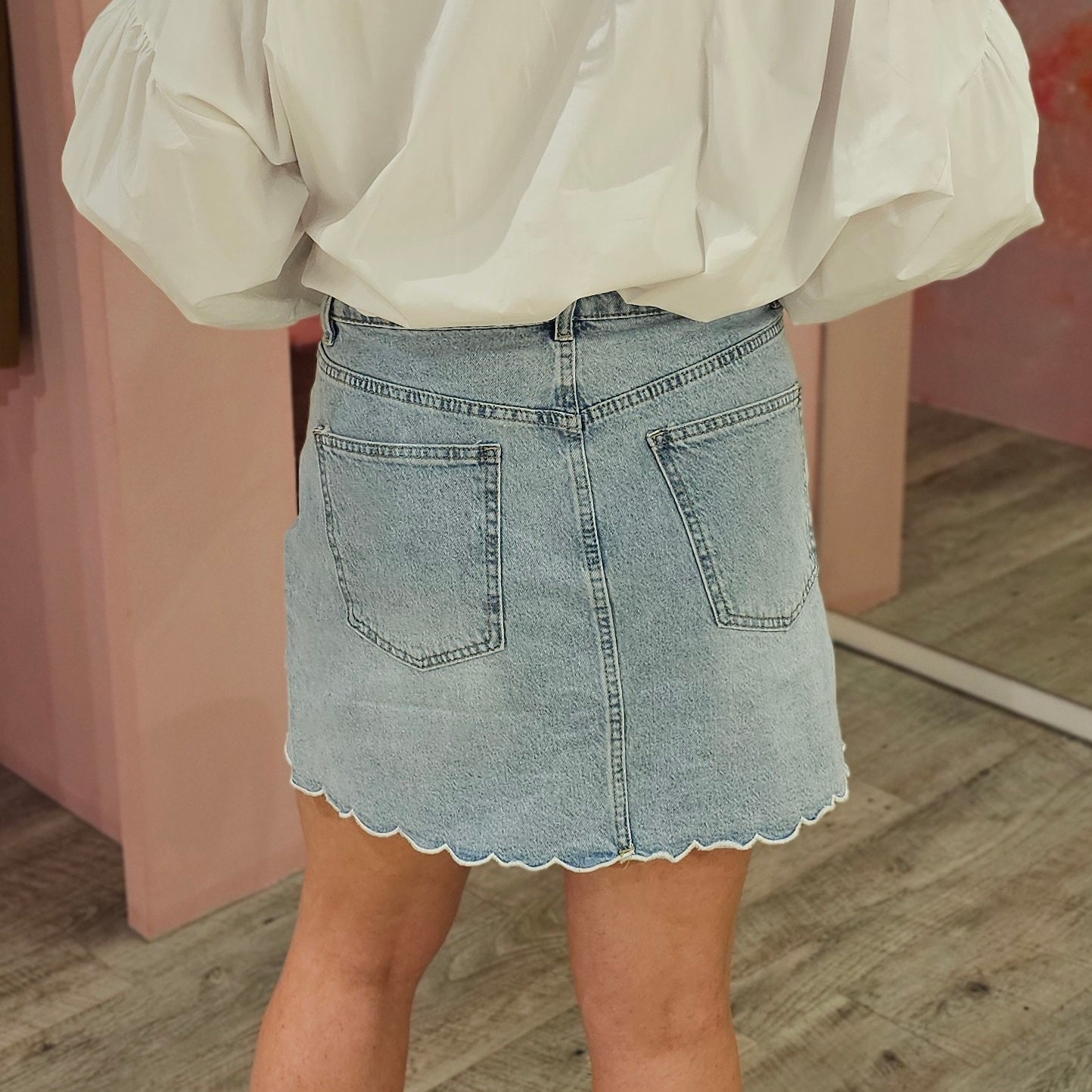 Denimrok scalloped hem 9215 Blauw