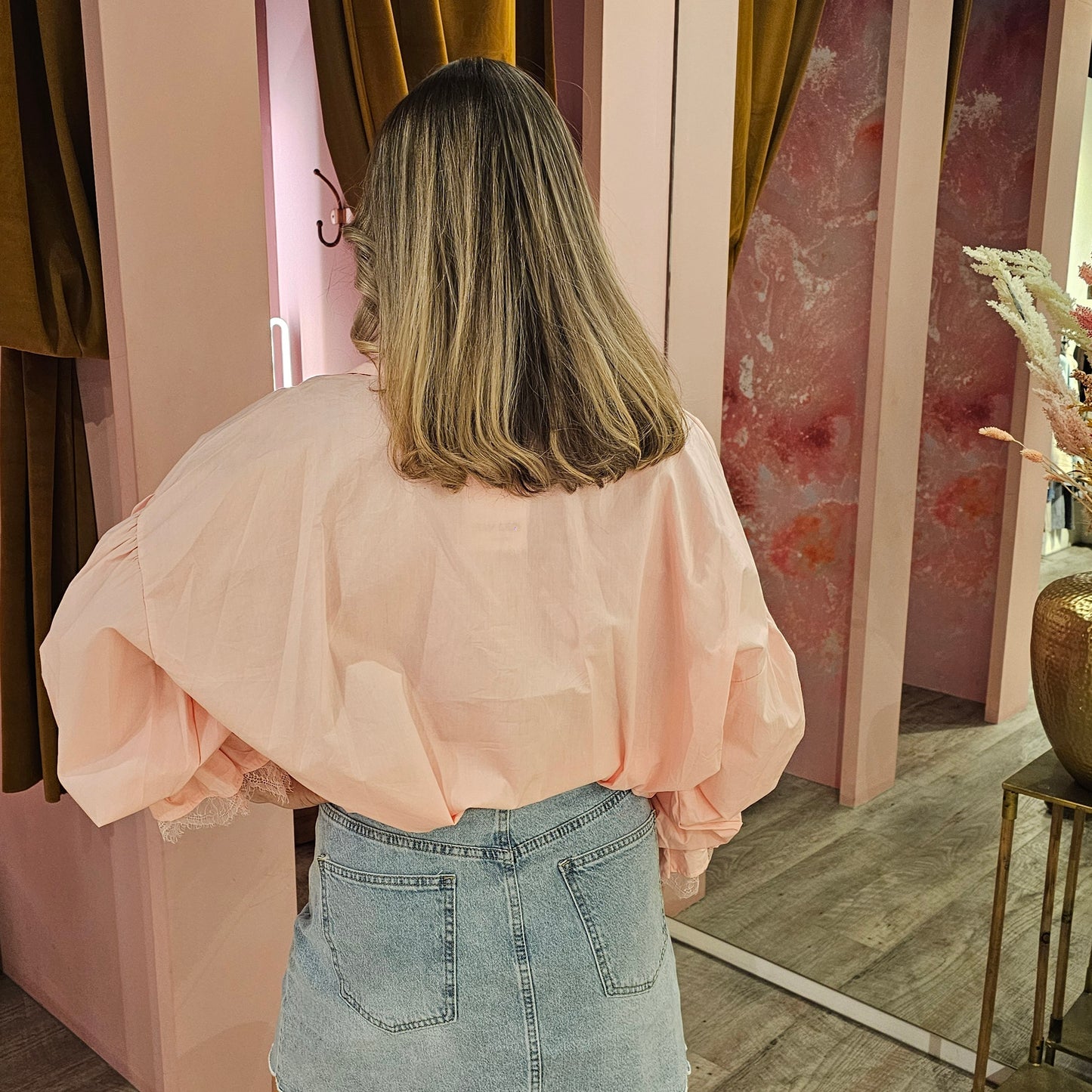 Oversized blouse kant 20799 Peach
