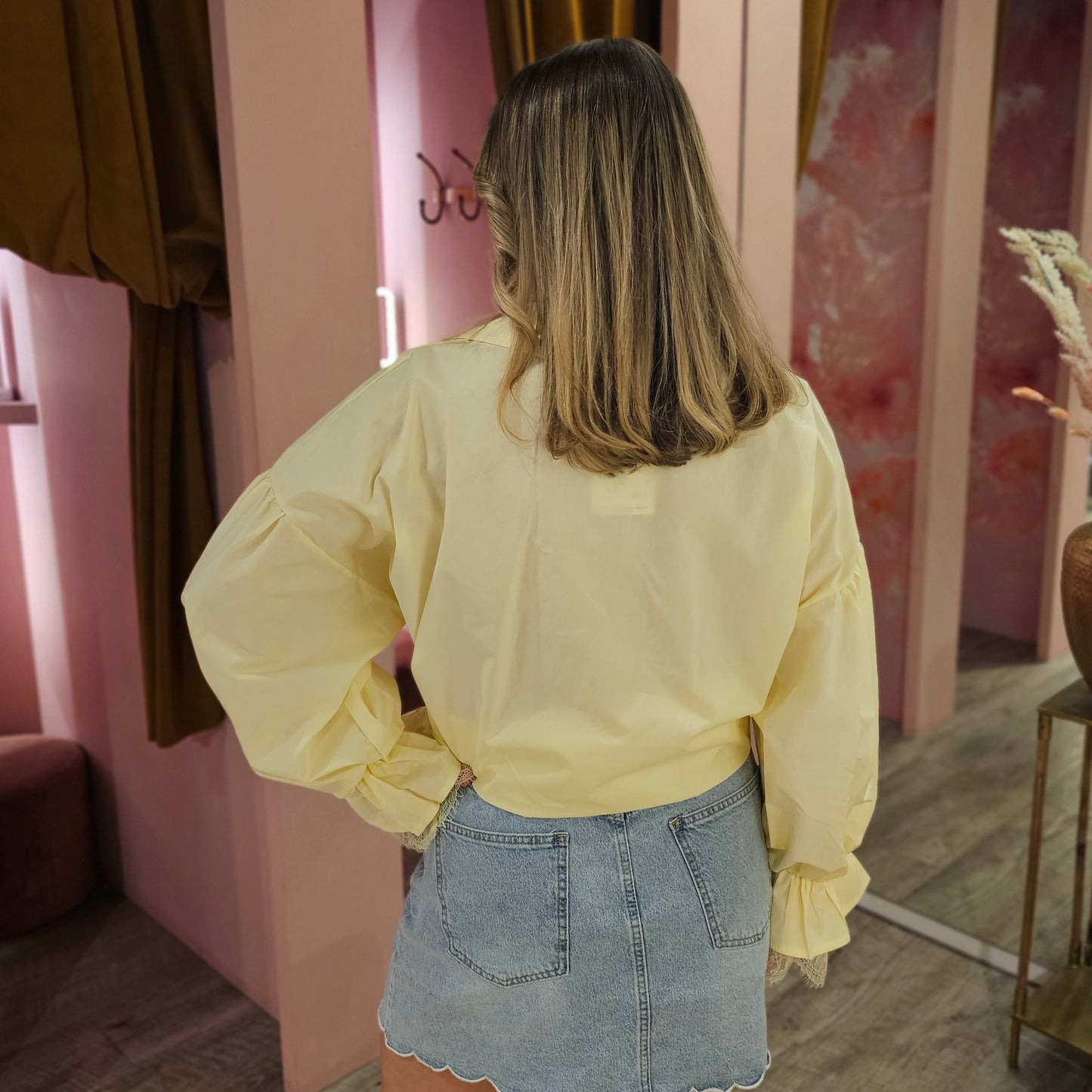 Oversized blouse kant 20799 Geel